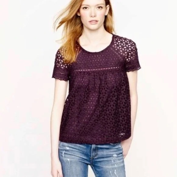J. Crew Tops - J. Crew - Purple Eyelet Women's Top size 6